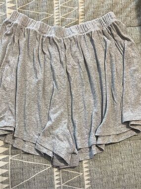 aerie Light Gray Ribbed Lounge Shorts